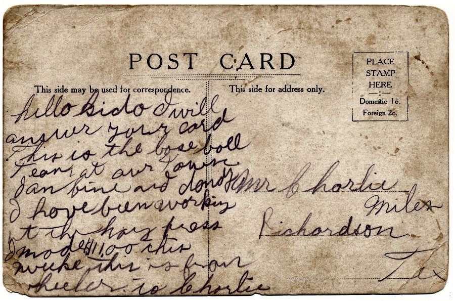 Postcard to Charlie Miles